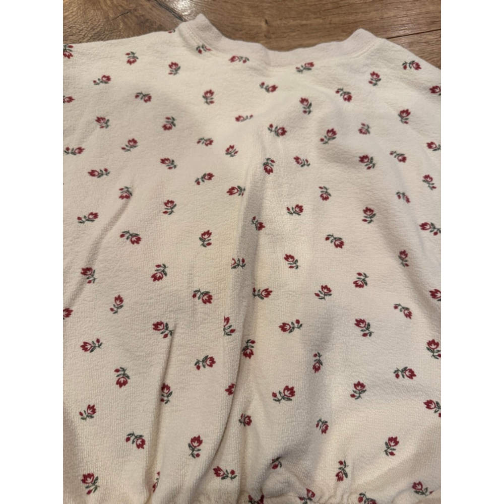 Girls Rylee + Cru Matching Set 6/7 Y Beige Red Floral - Picture 2 of 7